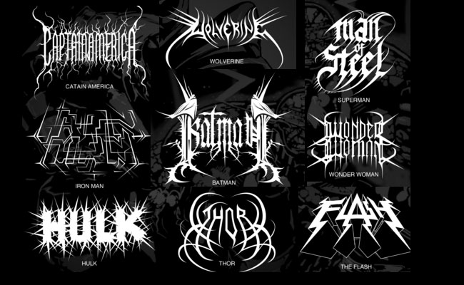 logos black metal superheroes