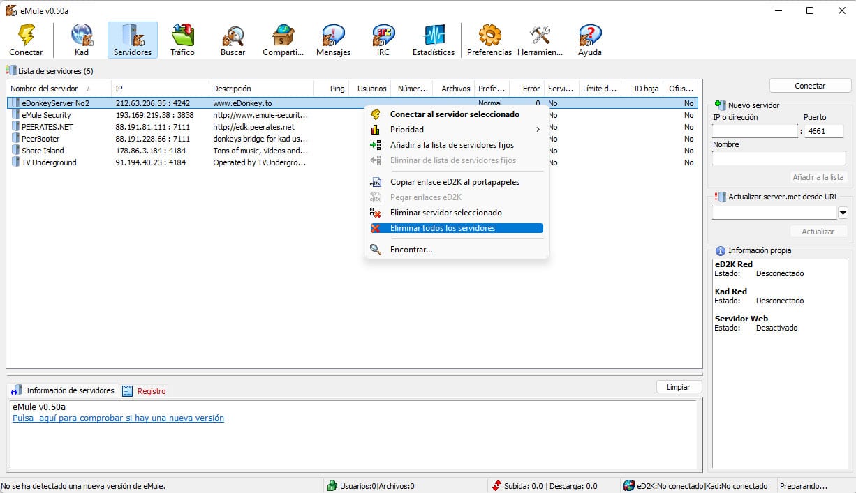 eMule 2022 lista actualizada de servidores seguros para descargar