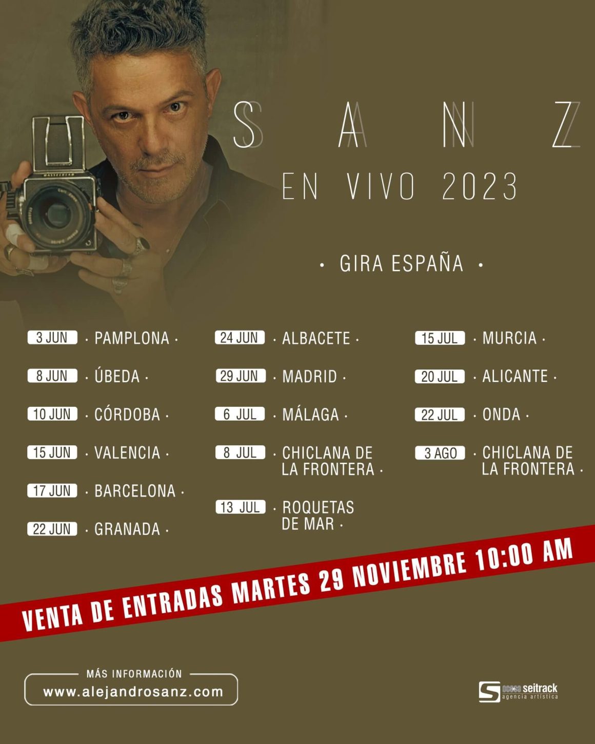 Conciertos de Alejandro Sanz España 2023 entradas y detalles