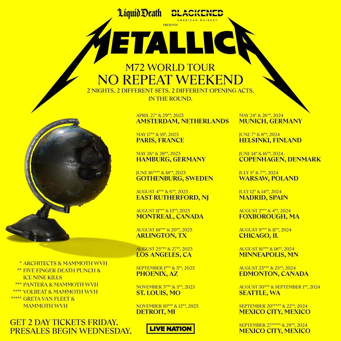 Metallica en doble concierto en Madrid en 2024 entradas y detalles