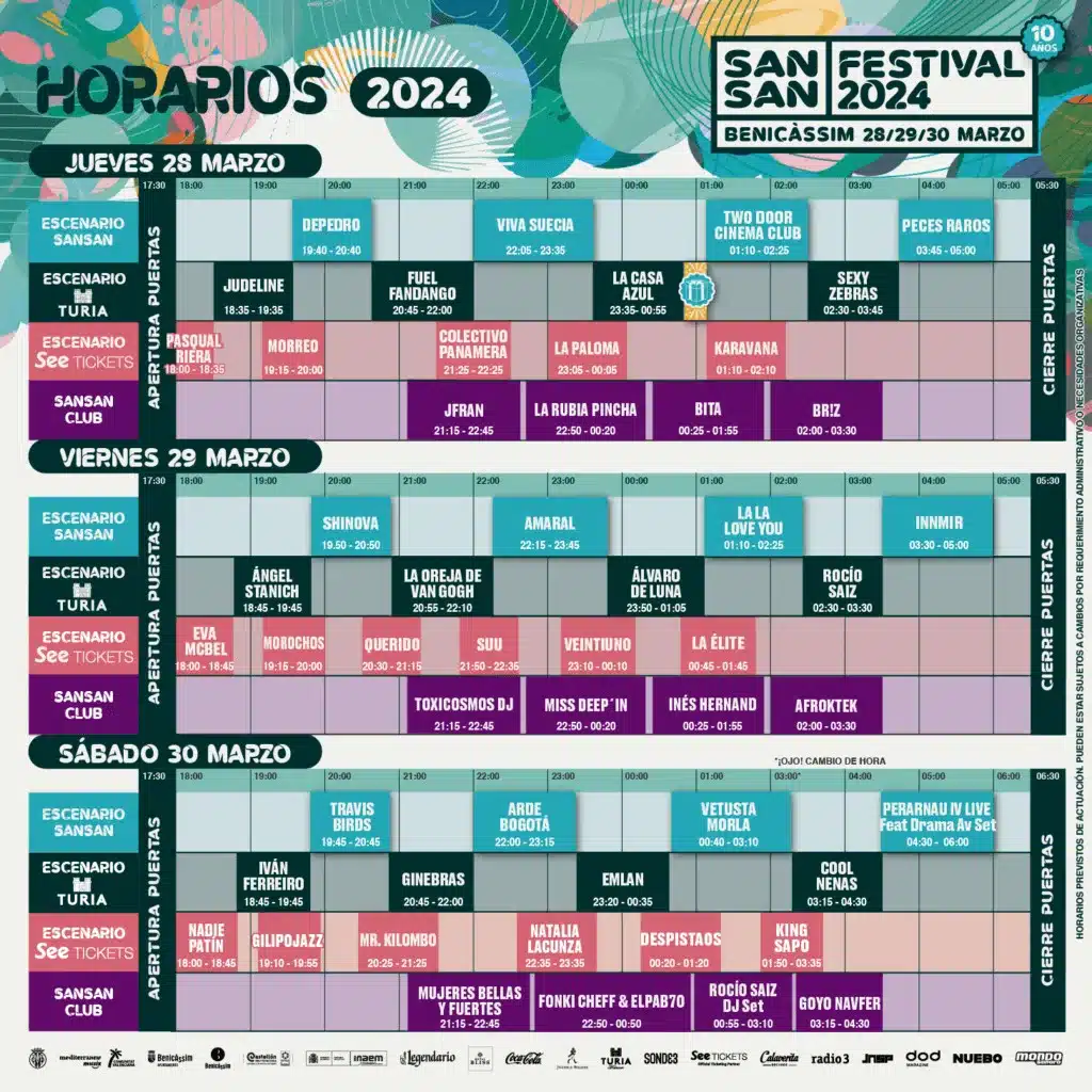 Horarios SanSan Festival 2024