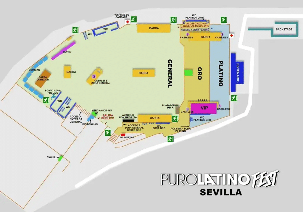 Mapa recinto Puro Latino Sevilla 2024