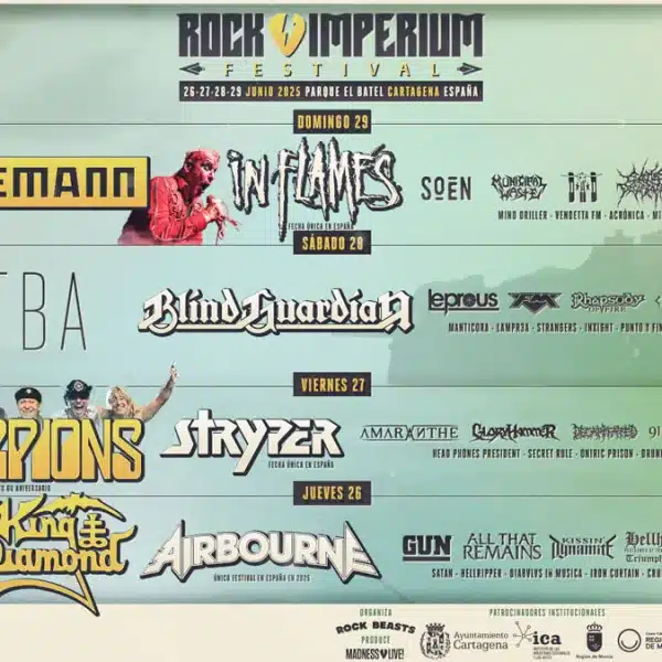 Rock Imperium 2025 cartel por días