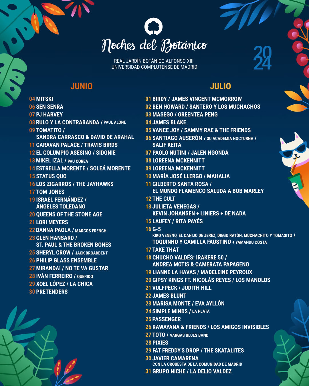 Noches del Botánico 2024, cartel